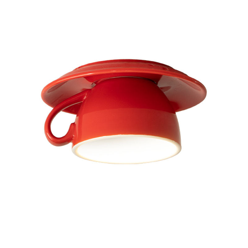 Coffee Cup Ceiling Lamp – Vintage Memphis Style LED Ceiling Light