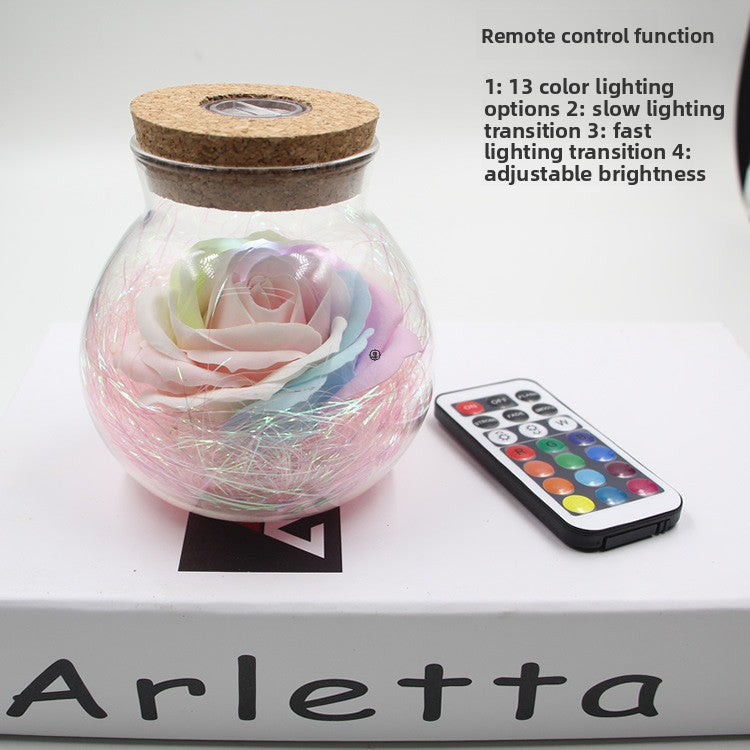 Eternal Rose Glass Wishing Bottle with LED Lights