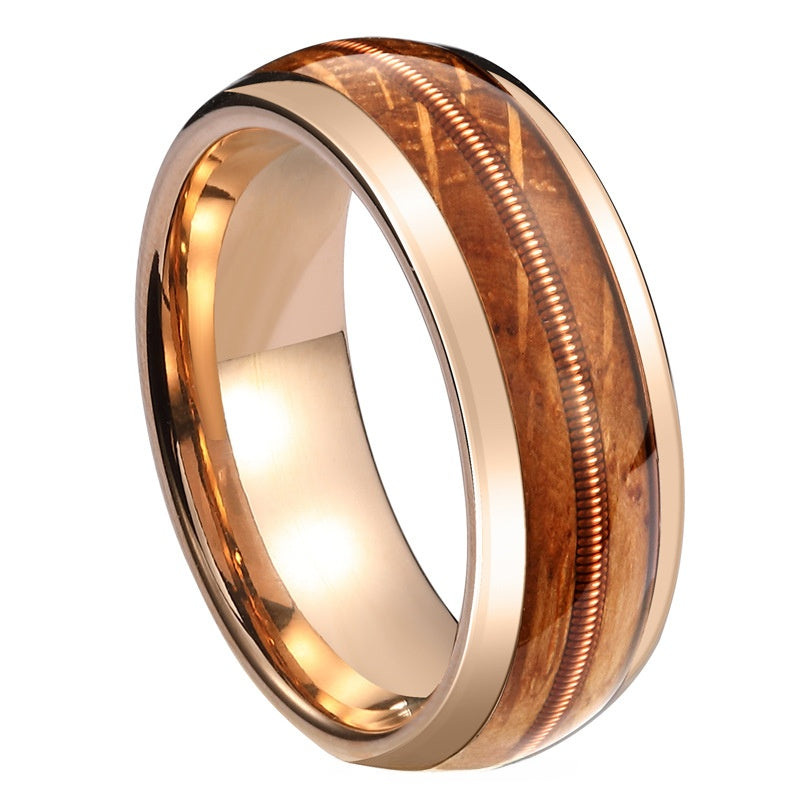 Men's Tungsten Steel Ring with Stone Inlay – Polished Durable Wedding or Fashion Band