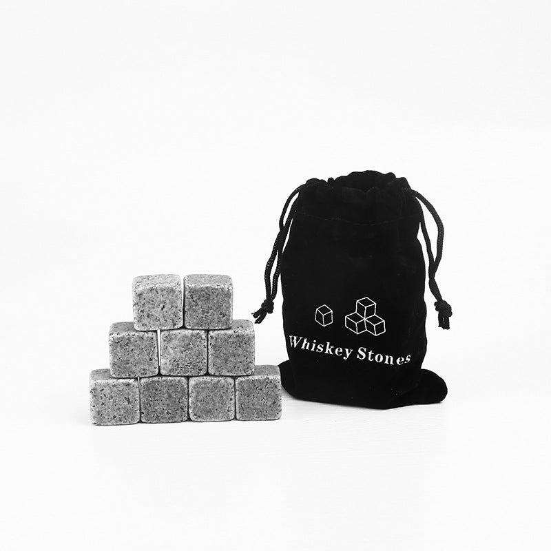 Whiskey Stones Set – Reusable Natural Stone Drink Chillers (9 Pieces)