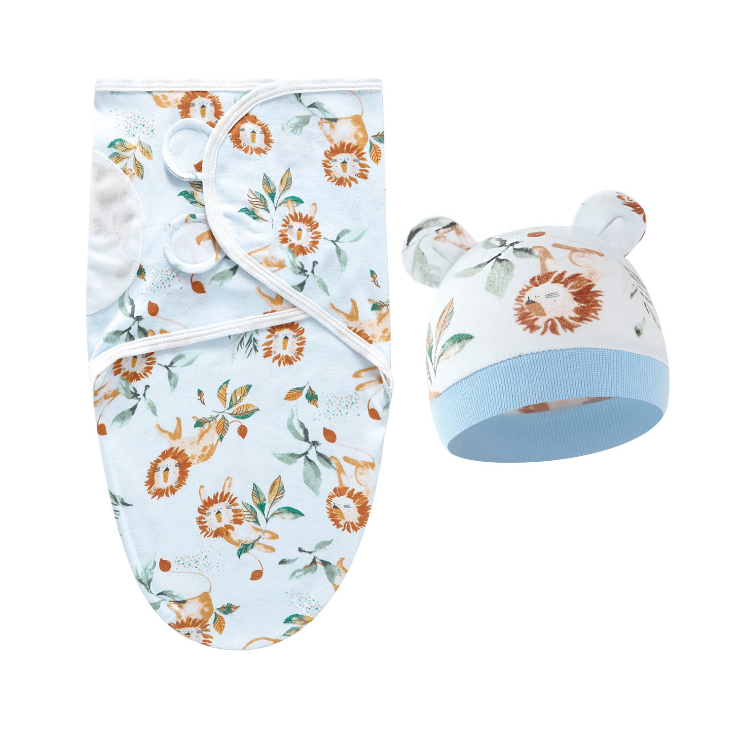 Pure Cotton Baby Swaddle Cocoon – Anti-Startle Newborn Sleep Wrap with Matching Hat