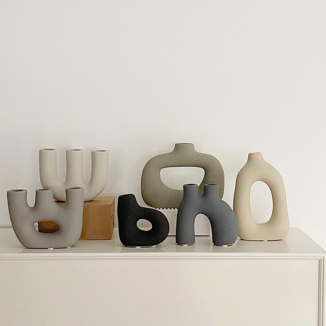 Nordic Wabi-Sabi Ceramic Vase – Matte Frosted Minimalist Decorative Ornament