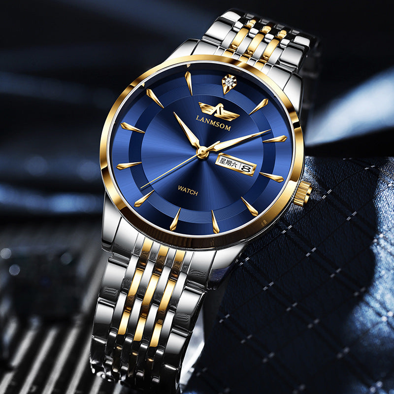 Men's Stainless Steel Quartz Watch – Slim Waterproof Analog Wristwatch