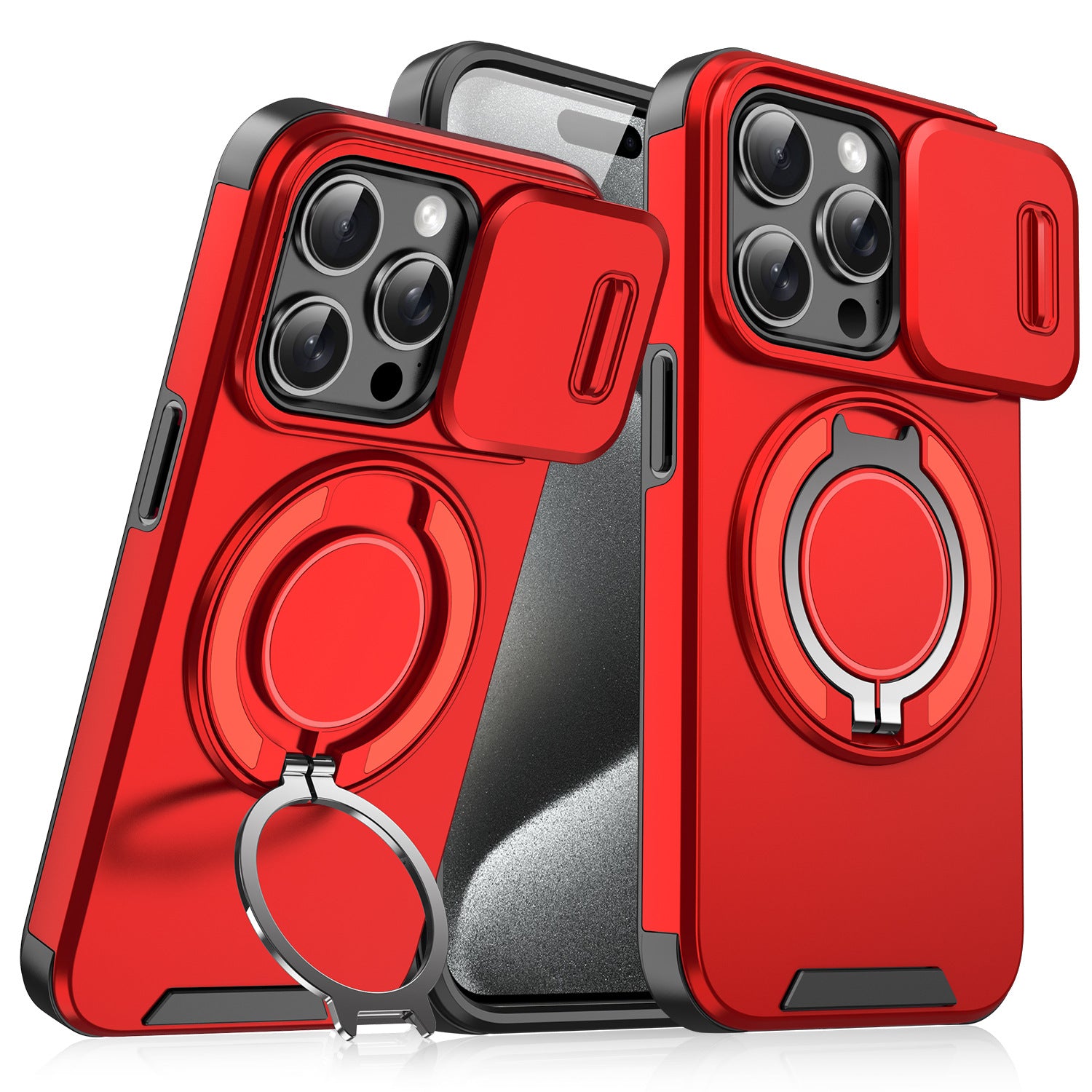 Magnetic Phone Case with Sliding Window Stand – Protective Cover for iPhone