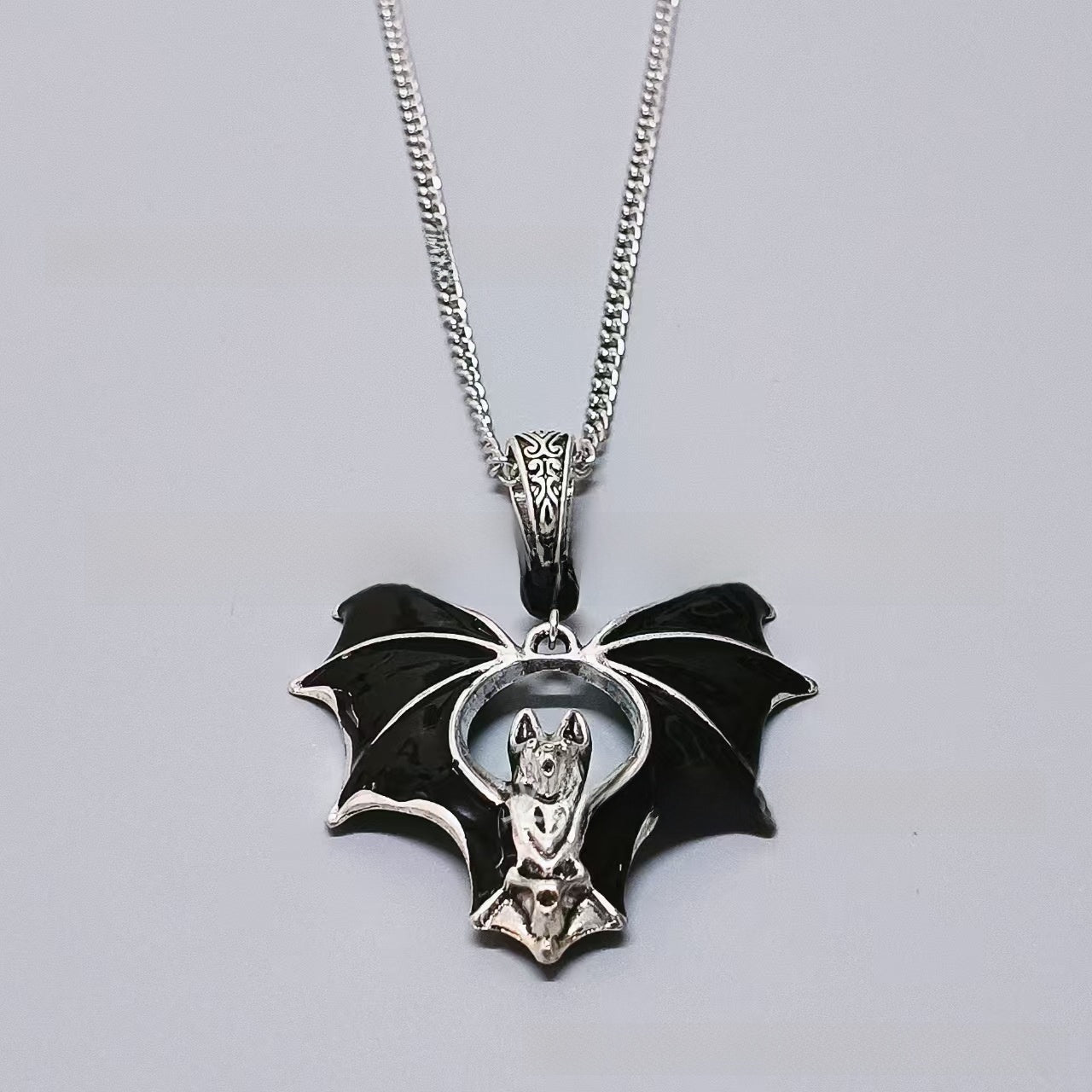 Gothic Bat Heart Necklace