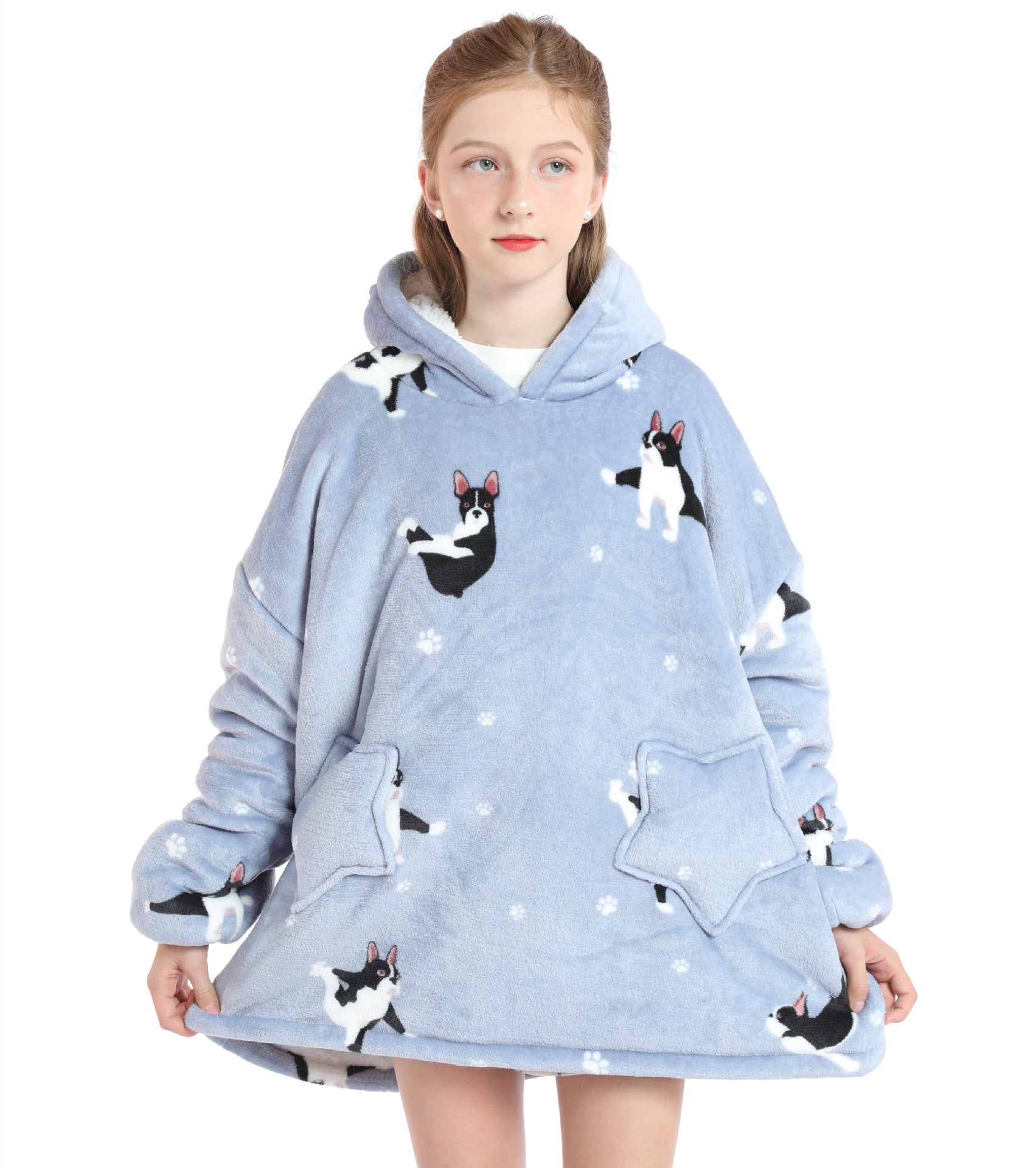 Kids Hooded Flannel Pajama Set – Thick Warm Cartoon Sleepwear (Unisex)