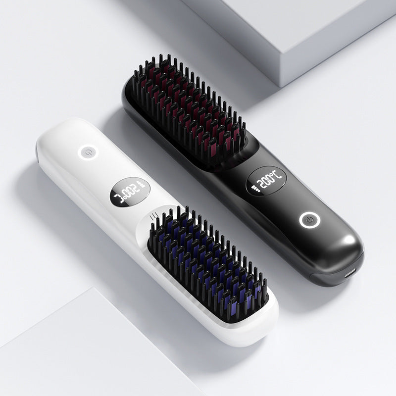 Cordless Hair Straightening Comb – Ceramic Rechargeable Styling Brush