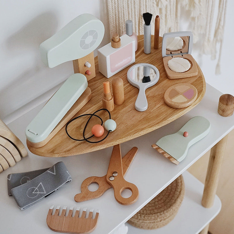 Wooden Pretend Makeup Set – Simulation Dressing Table Toy