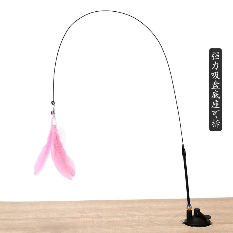 Extended Steel Wire Suction Cup Cat Teaser Wand