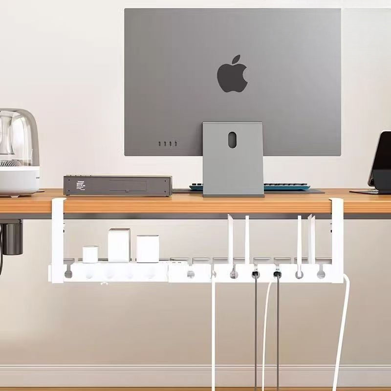 Under Desk Cable Management Tray – No Drill Adhesive Cable Organizer Rack
