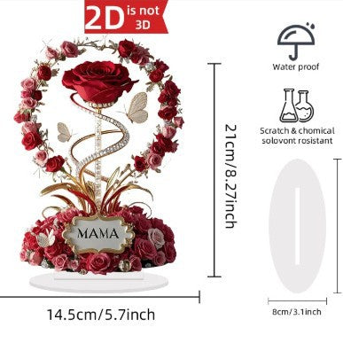 Acrylic Rose Decoration – Elegant Floral Desktop Ornament