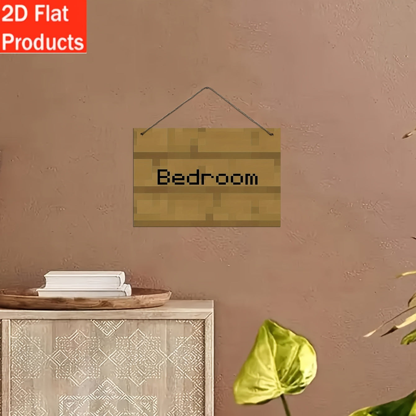 Retro Pixel Art Wooden Wall Sign – Gaming-Inspired Decorative Plaque