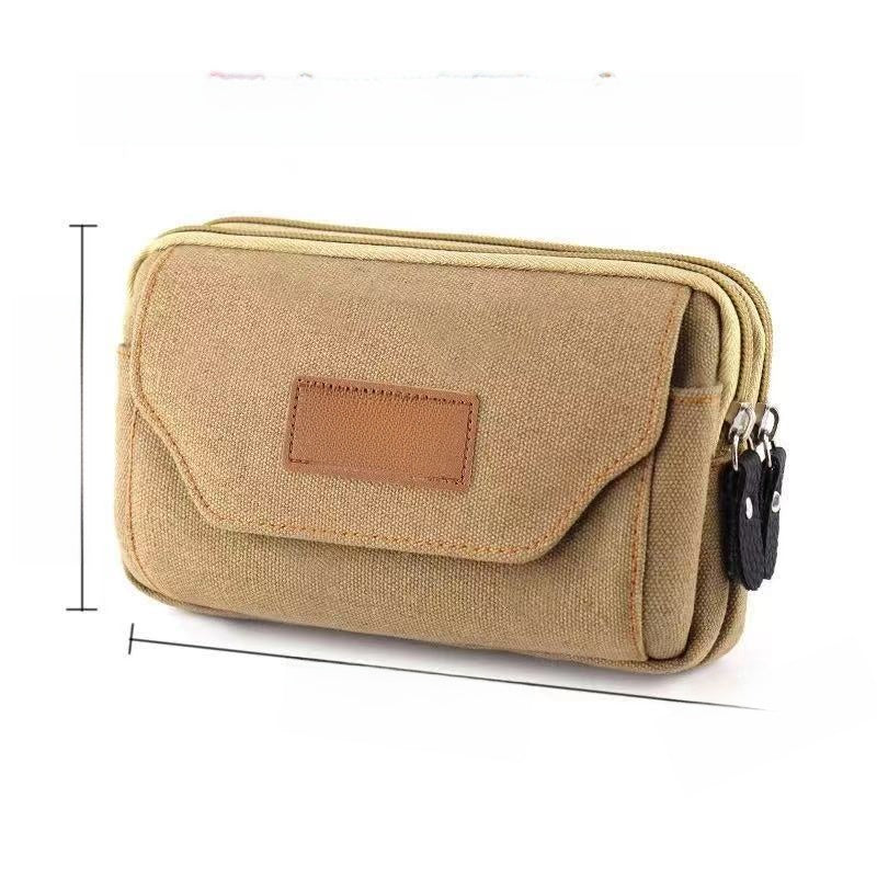 Multifunctional Canvas Waist Bag with Carabiner Clip