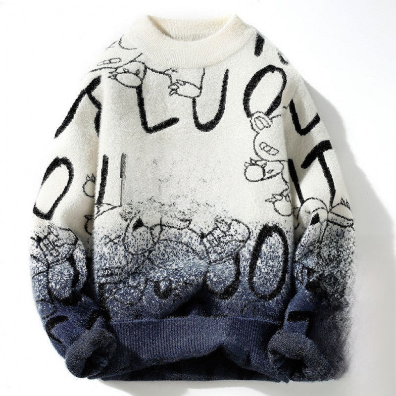 Mink Velvet Half Turtleneck Sweater – Thick Jacquard Batwing Knit Pullover