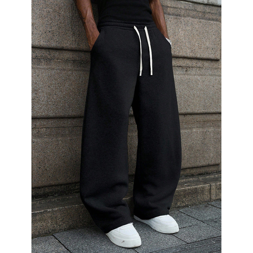 Men’s Loose Fit Drawstring Straight-Leg Pants – Micro-Elastic Casual Long Trousers