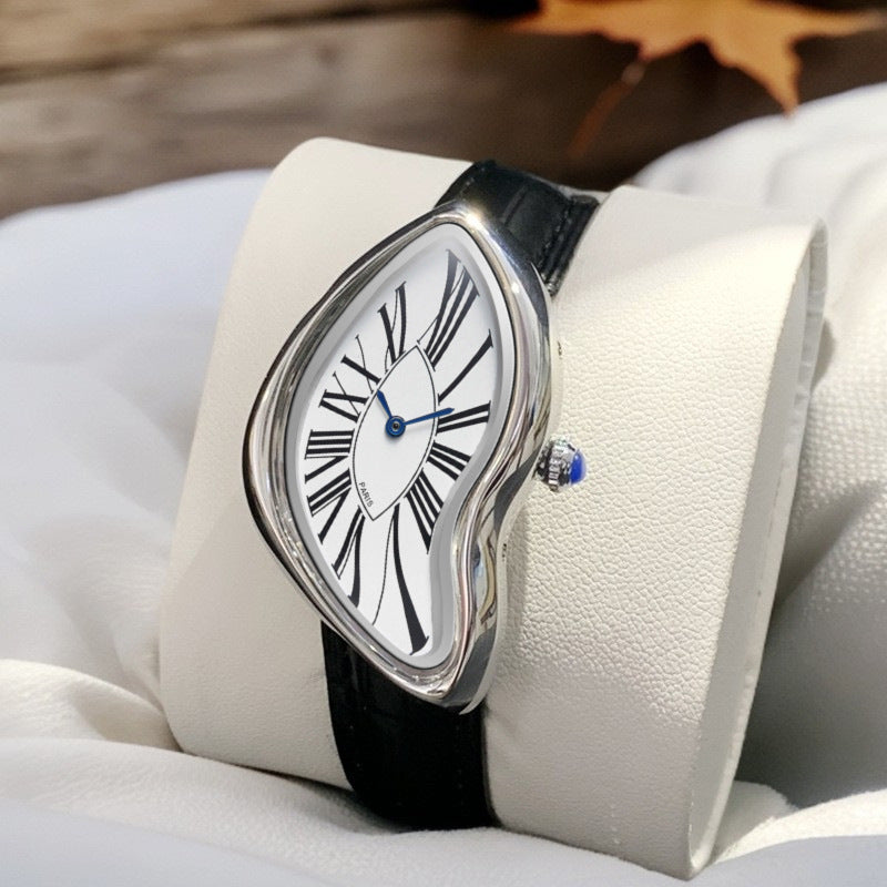 Vintage Oval Quartz Watch – Leather Strap Wristwatch with Waterproof Design