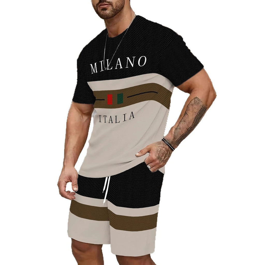 Men’s 3D Printed Summer 2-Piece Set – Short Sleeve T-Shirt & Casual Shorts Outfit