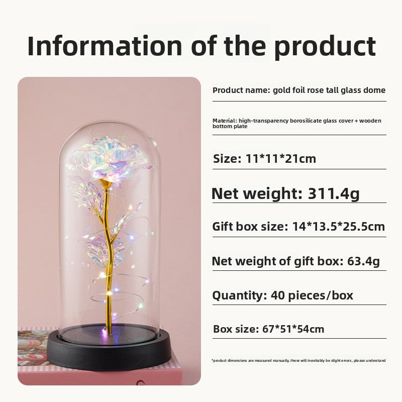 Luxury Gold Foil Rose in Glass Dome