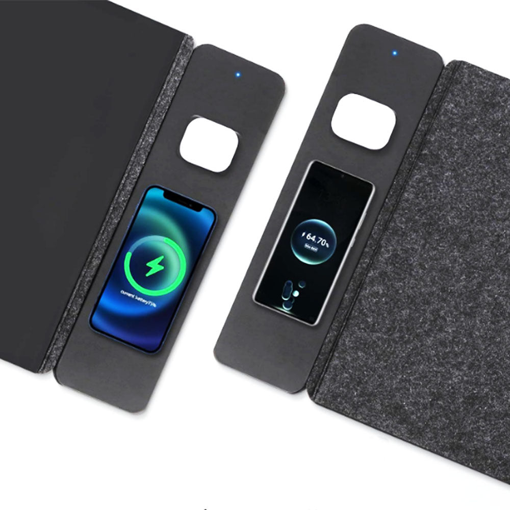 15W Wireless Charging Mouse Pad – PU Leather Desk Mat with Fast Charging & Magnetic Detachable Design