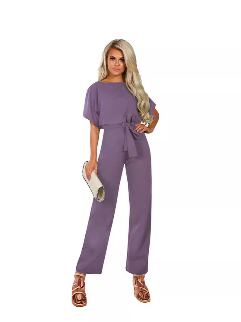 Slim-Fit High Waist Lace-Up Jumpsuit