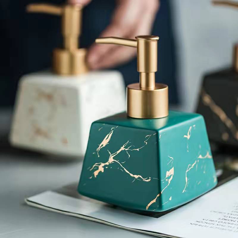 Ceramic Soap Dispenser – Marble Finish Pump Bottle