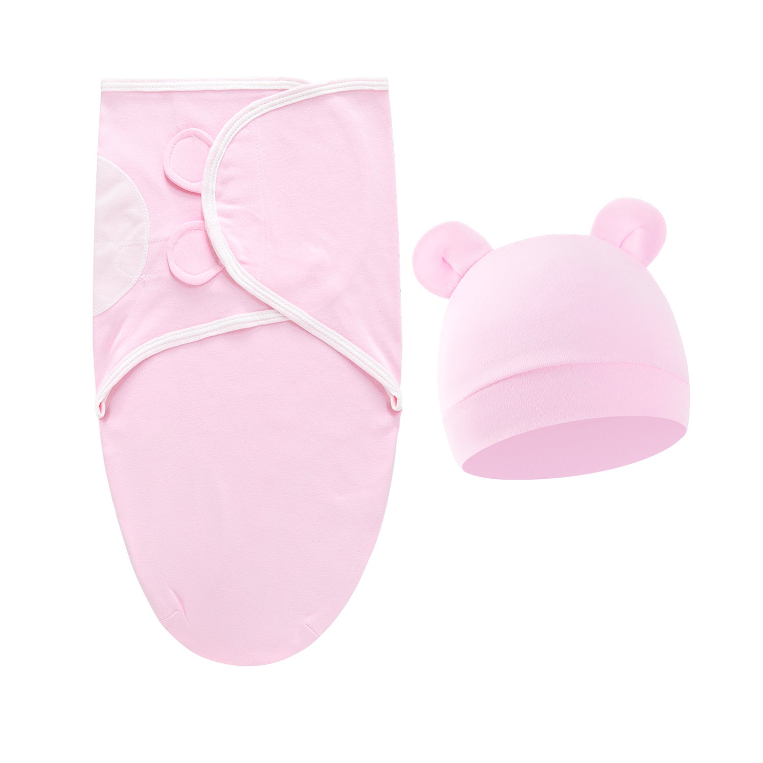 Pure Cotton Baby Swaddle Cocoon – Anti-Startle Newborn Sleep Wrap with Matching Hat