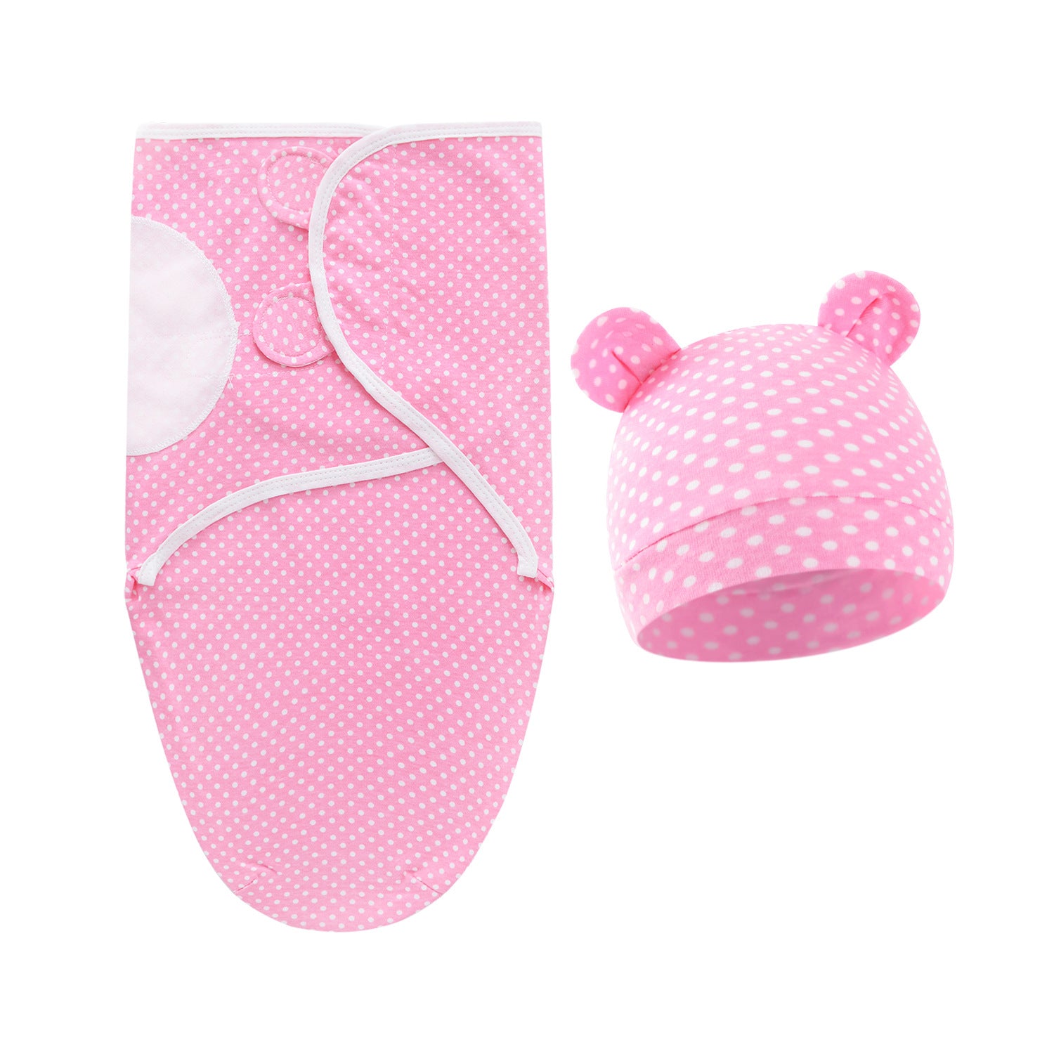 Pure Cotton Baby Swaddle Cocoon – Anti-Startle Newborn Sleep Wrap with Matching Hat