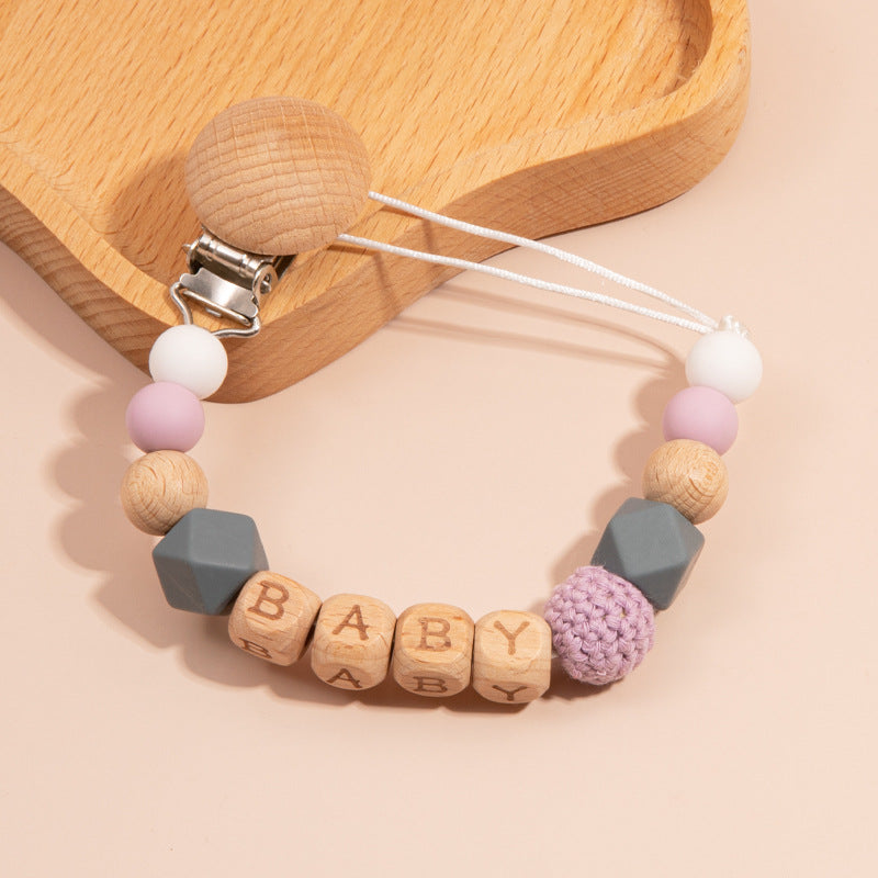 Nordic Pacifier Chain – Silicone & Beech Wood Baby Clip