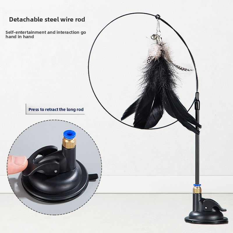 Extended Steel Wire Suction Cup Cat Teaser Wand