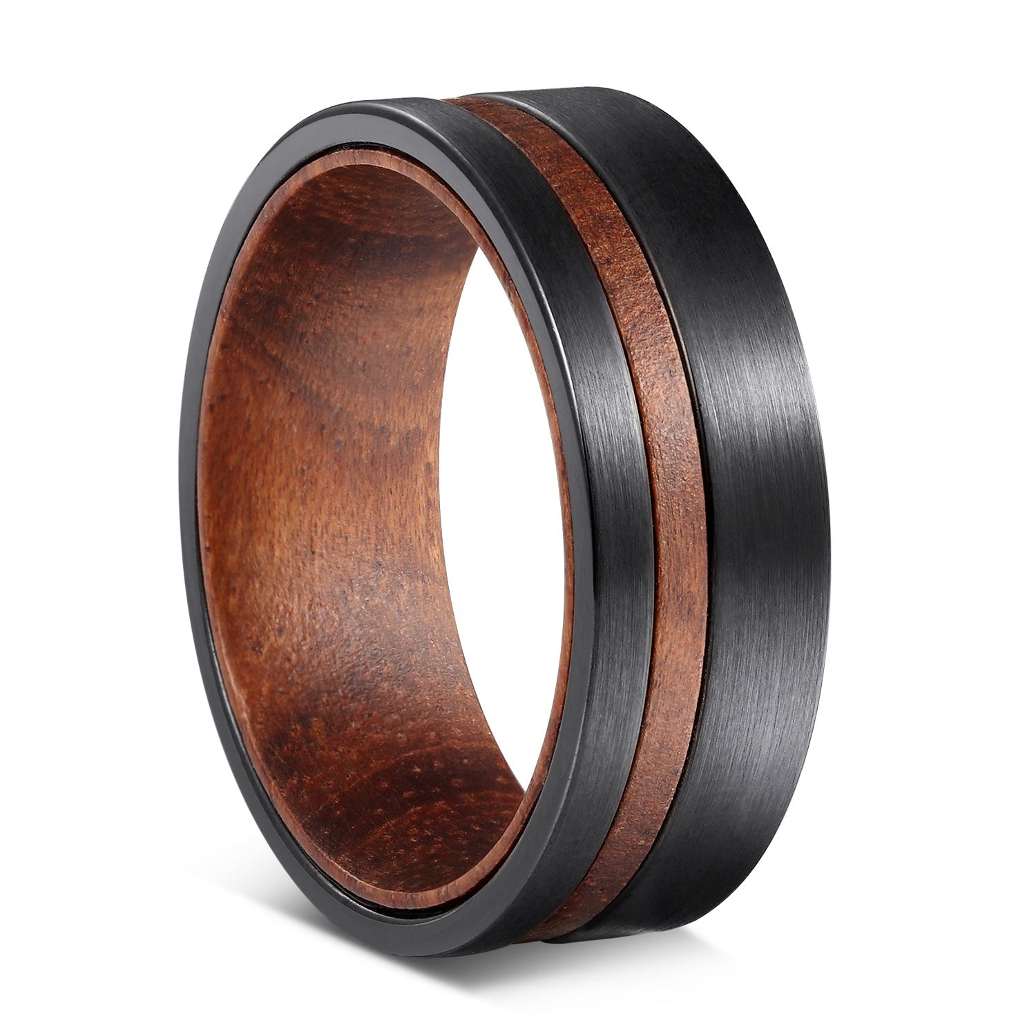 Men's Tungsten Steel Ring with Stone Inlay – Polished Durable Wedding or Fashion Band