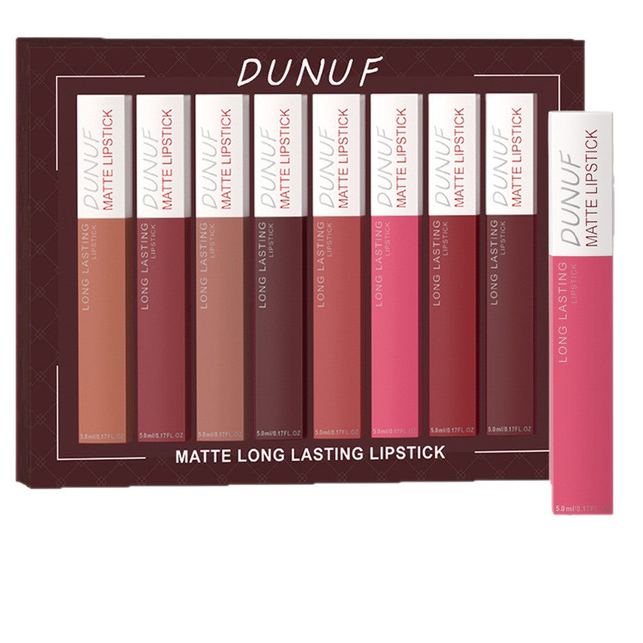 8-Piece Velvet Matte Lip Gloss Set – Long-Lasting Waterproof Liquid Lipstick Collection