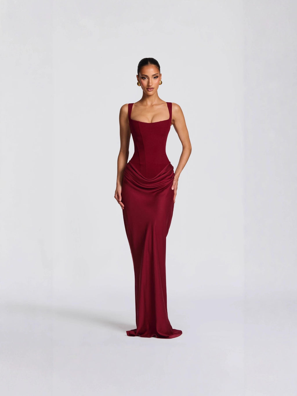 Slim Fit Fishbone Strap Bodycon Maxi Dress – High Waist Sleeveless Gown