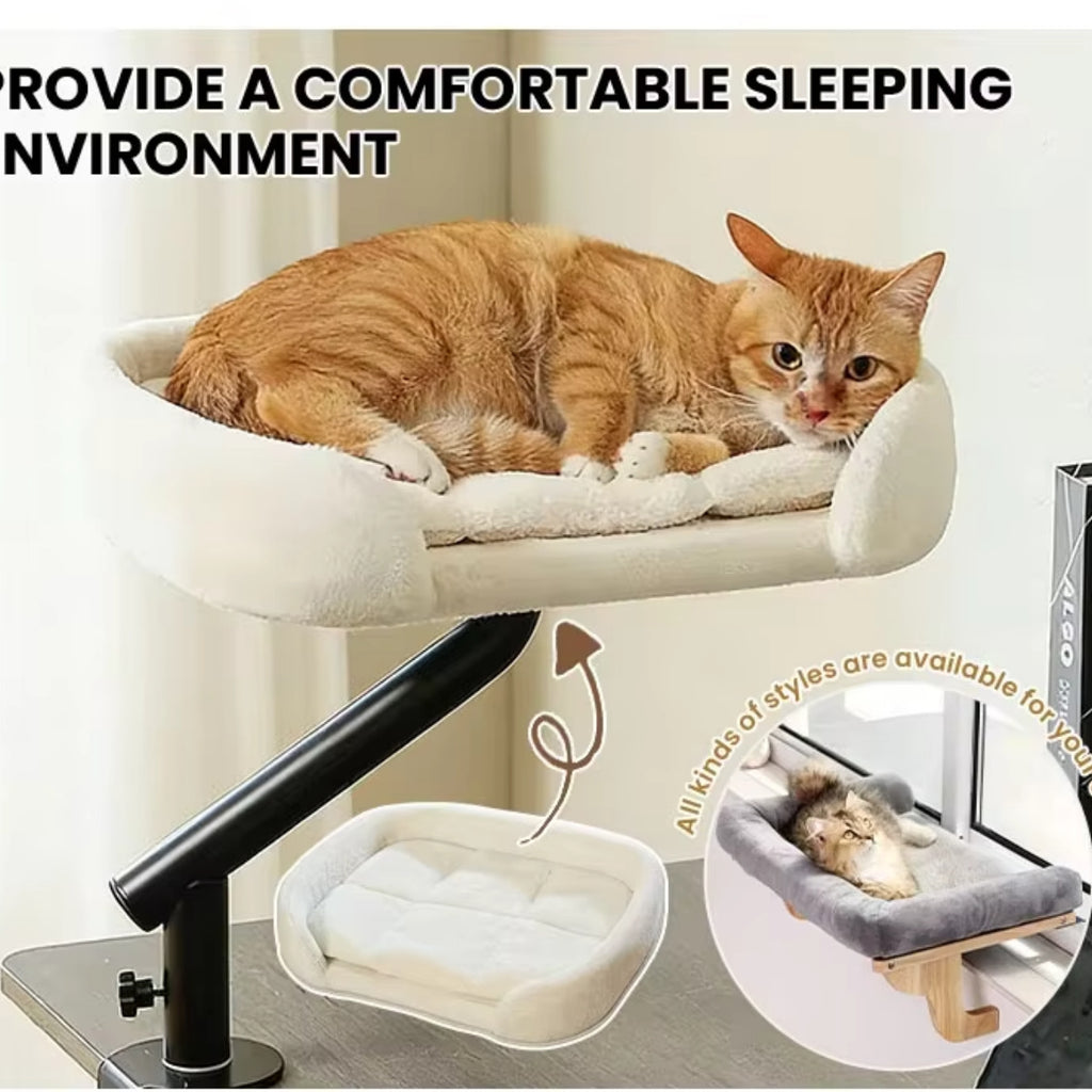 360° Rotating Cat Hammock – Adjustable Table-Mounted Cat Bed