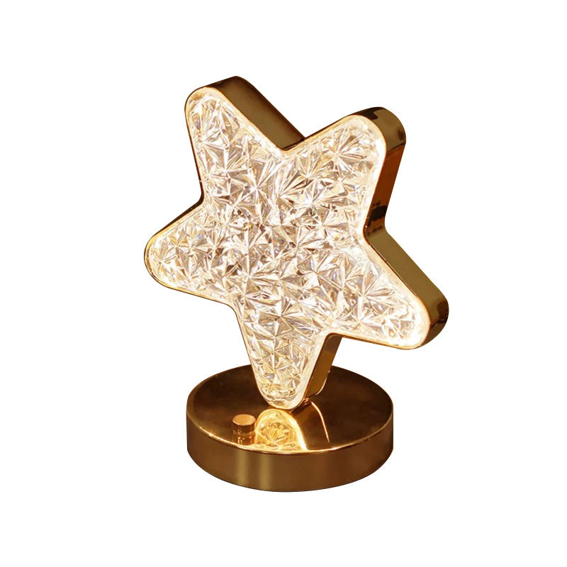 Crystal Star & Moon Night Light – Rechargeable Touch Lamp with Dimmable LED