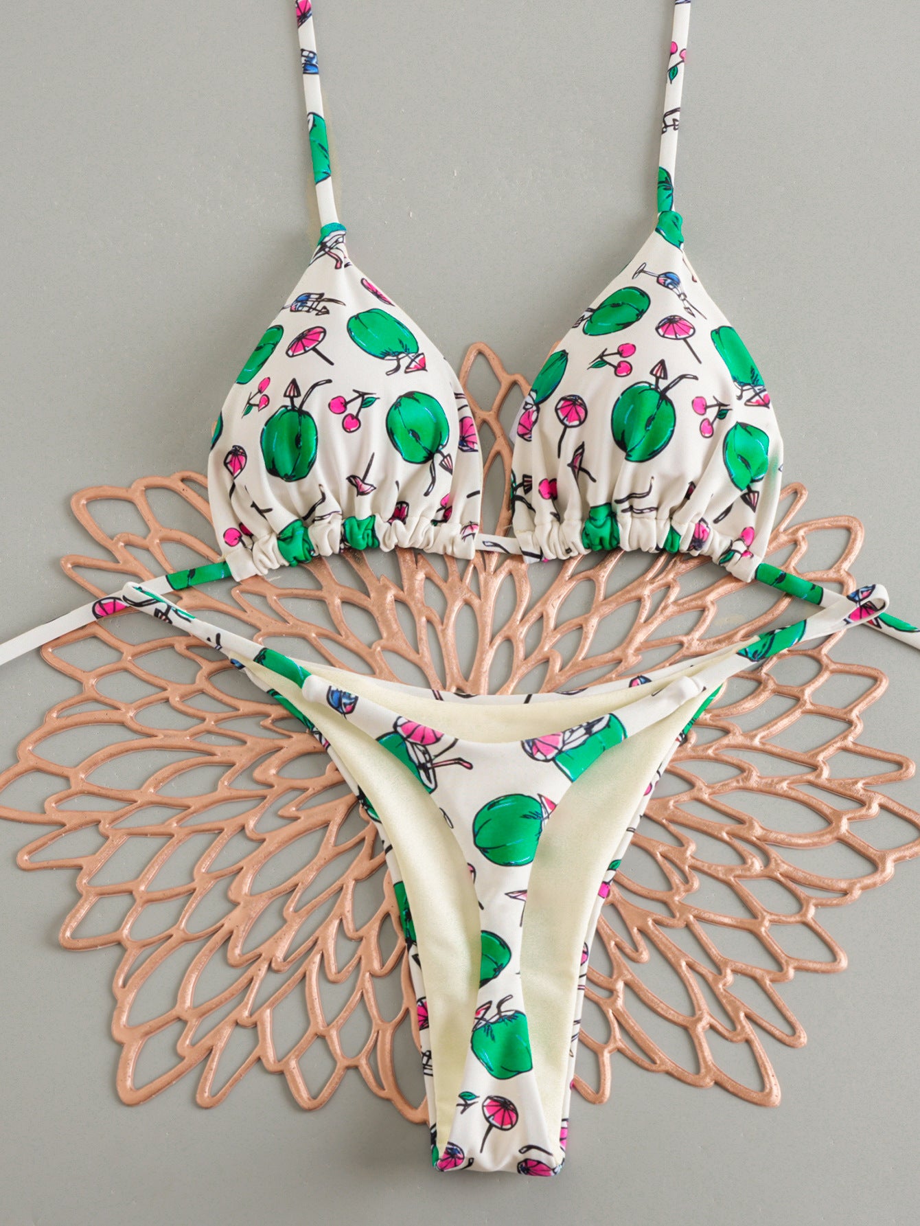 Women’s Heart Bikini Set – Lace-Up Low Waist Two-Piece Swimwear