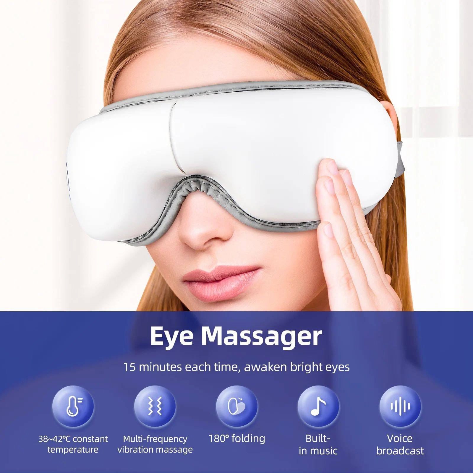 Smart Heated Eye Massager – 3D Airbag Compression with Music & Vibration