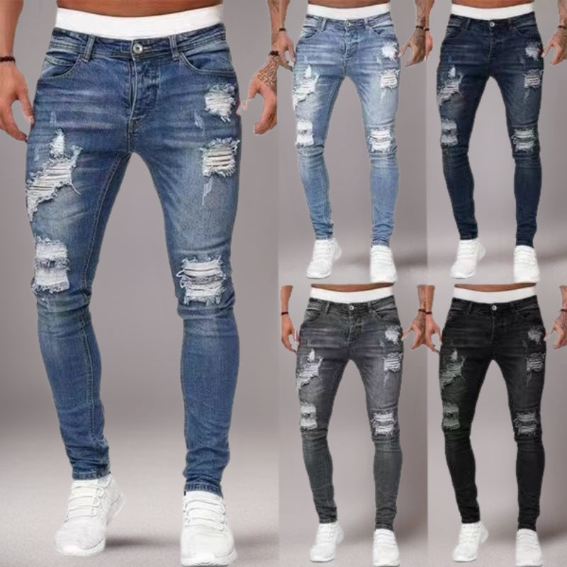 Distressed Slim Fit Jeans – Trendy Ripped Pencil Pants