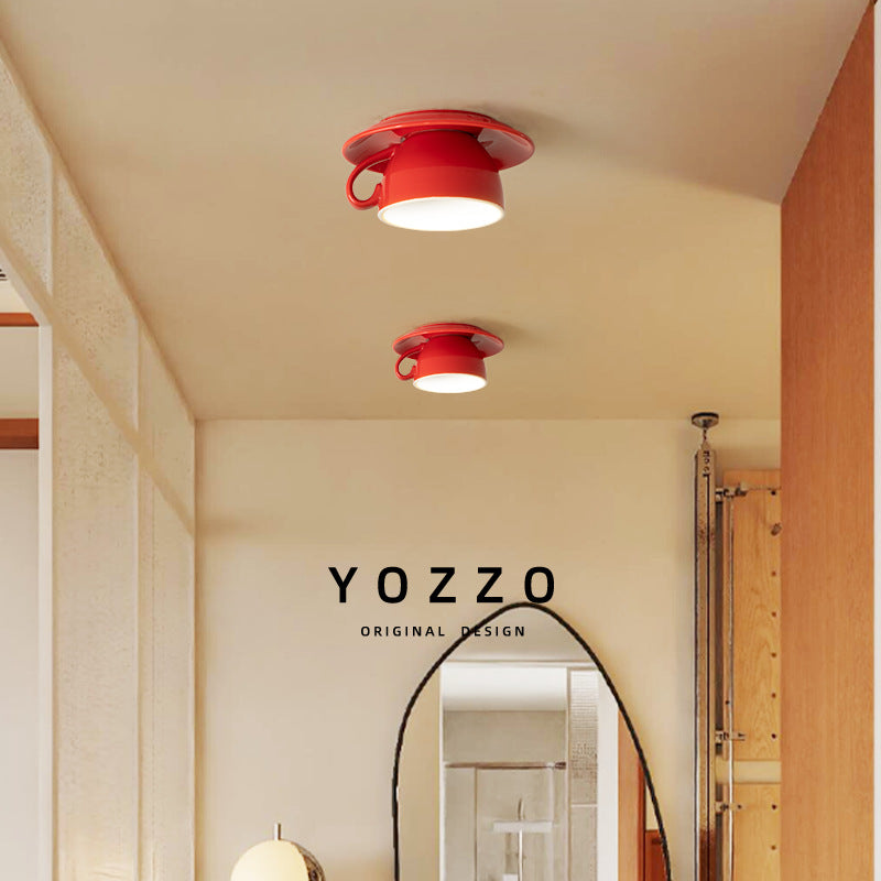 Coffee Cup Ceiling Lamp – Vintage Memphis Style LED Ceiling Light
