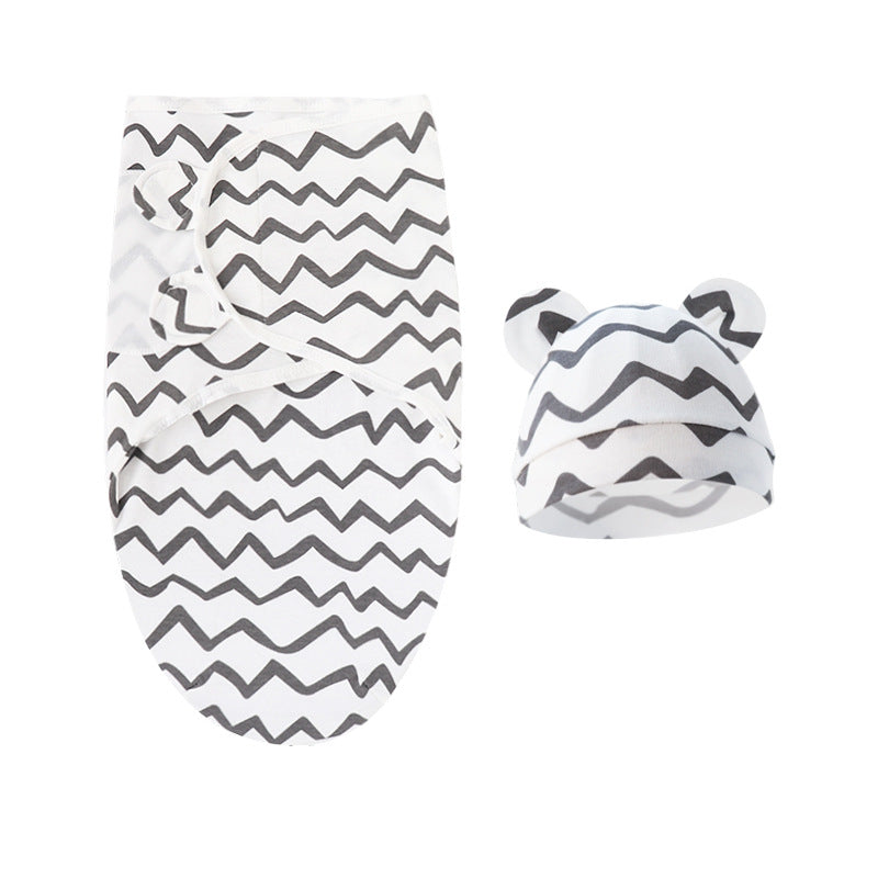 Pure Cotton Baby Swaddle Cocoon – Anti-Startle Newborn Sleep Wrap with Matching Hat