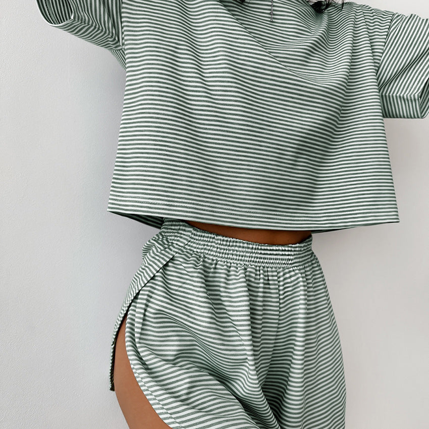 Women’s Striped Pajama Set – Short Sleeve Top & Shorts Lounge Sleepwear
